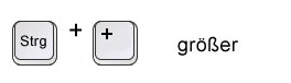 Darstellung der Schriftvergrößerung über die Tastatur Darstellung der Schriftvergrößerung über die Tastatur