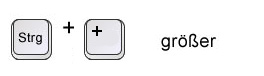 Darstellung der Schriftvergrößerung über die Tastatur
